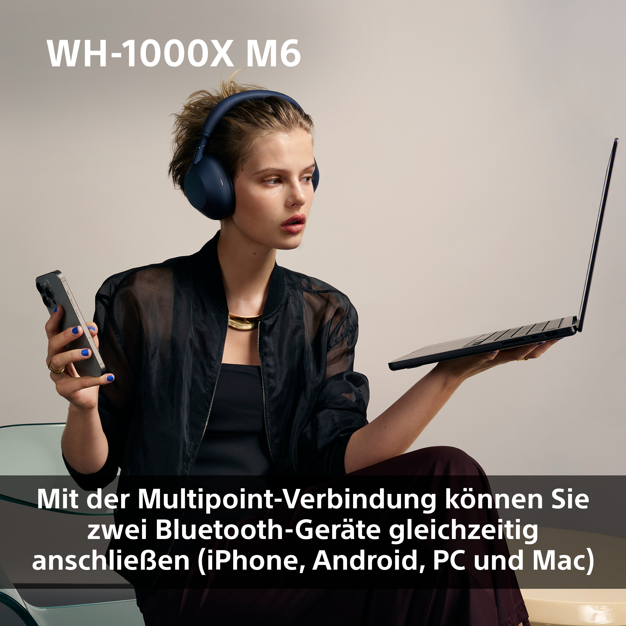 SONY WH-1000XM6 Premium Noise Cancelling, Over-ear Kopfhörer Bluetooth Olive Grau