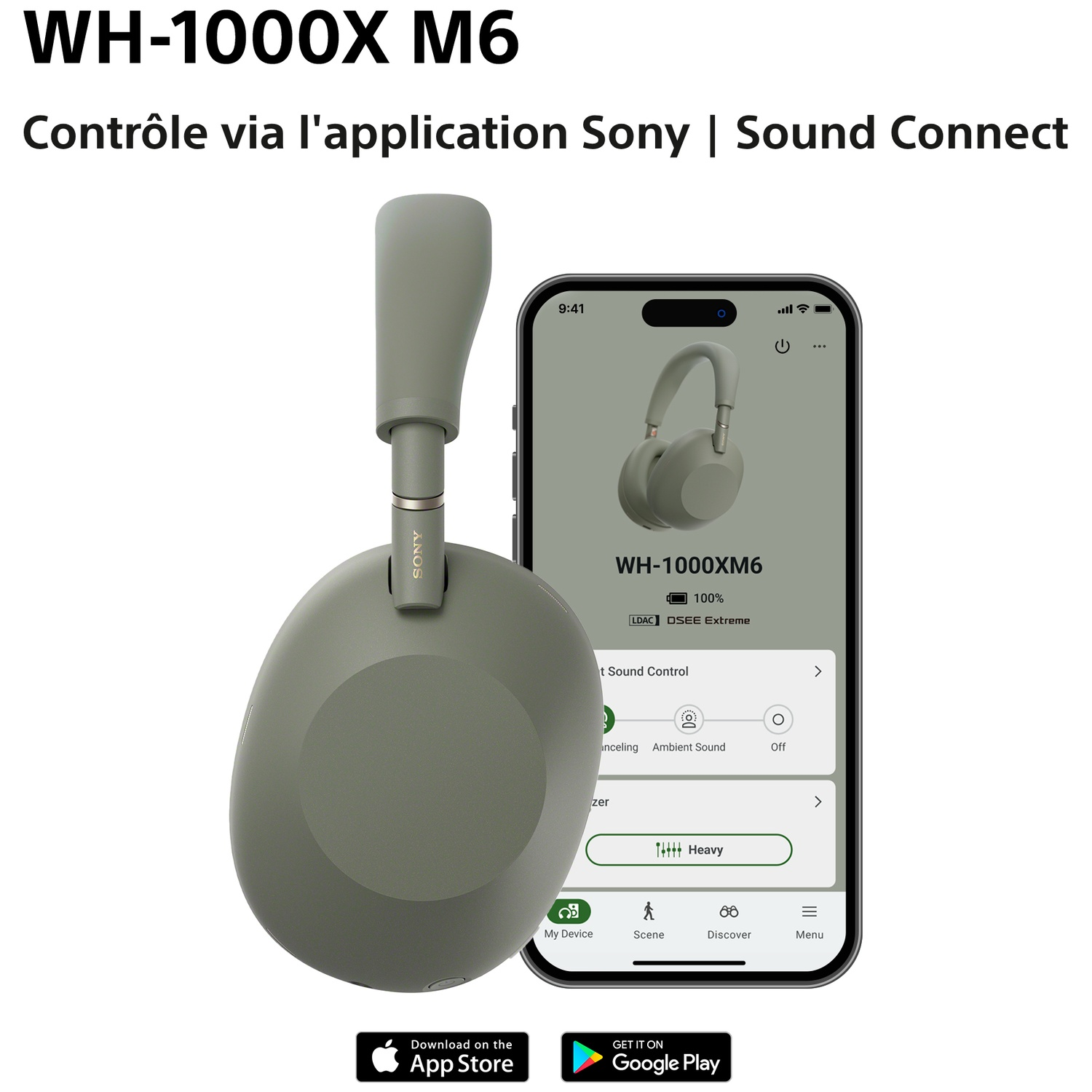 SONY WH-1000XM6 Olive Grey Over-ear Draadloze hoofdtelefoon Met Noise-cancelling