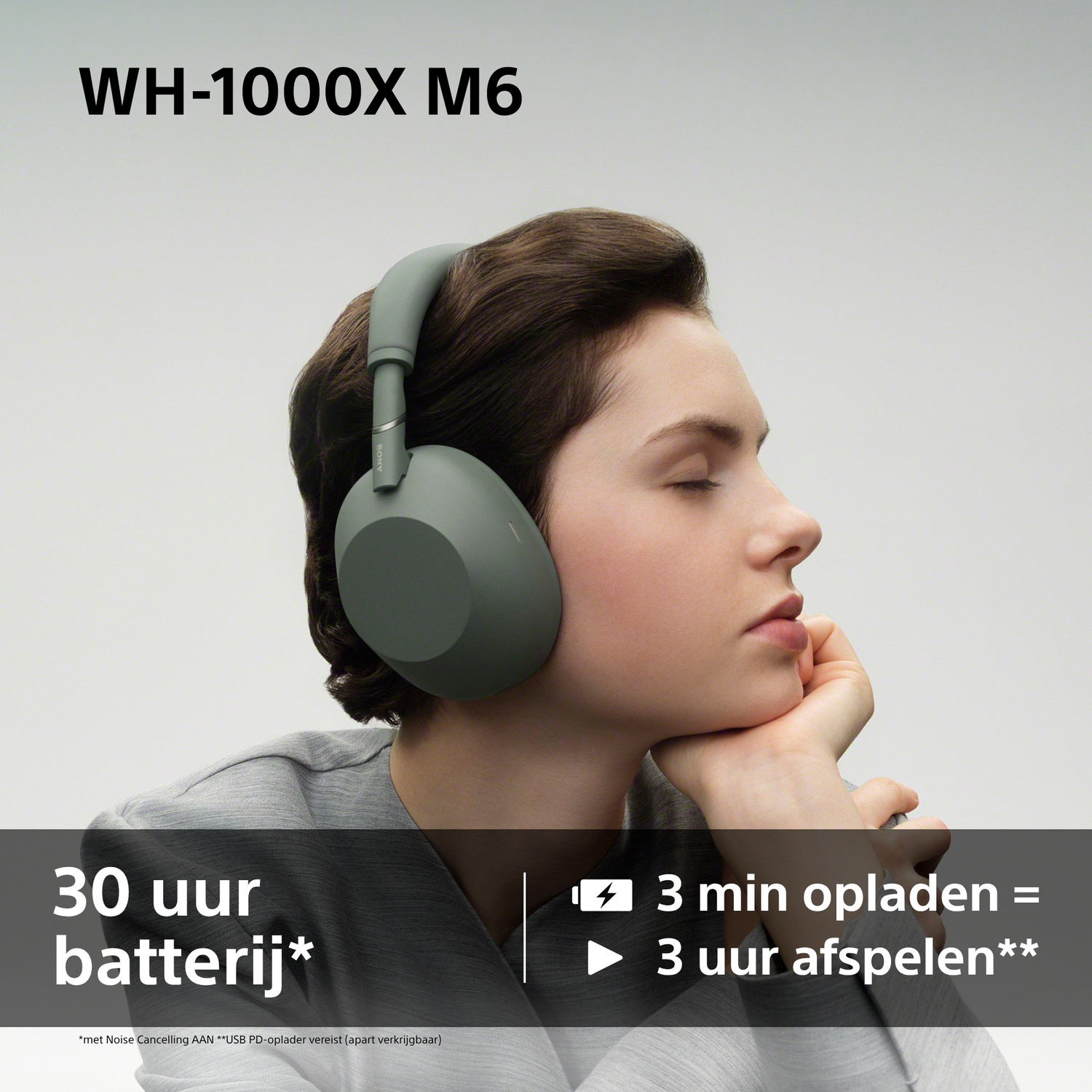 SONY WH-1000XM6 Olive Grey Over-ear Draadloze hoofdtelefoon Met Noise-cancelling