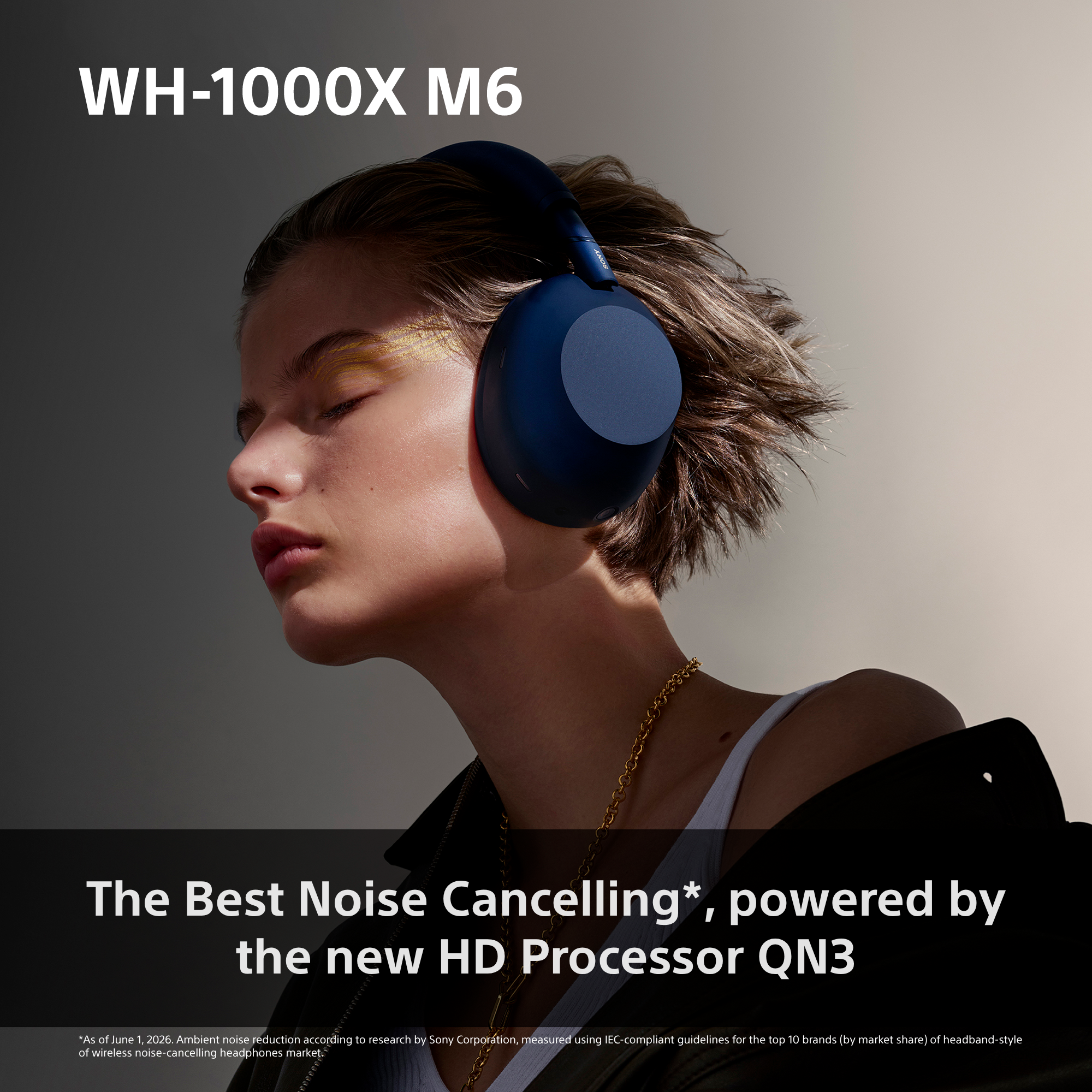 SONY WH-1000X M6, Over-ear Cuffie con tecnologia di cancellazione del rumore Bluetooth (Piegabile) Olive Gray