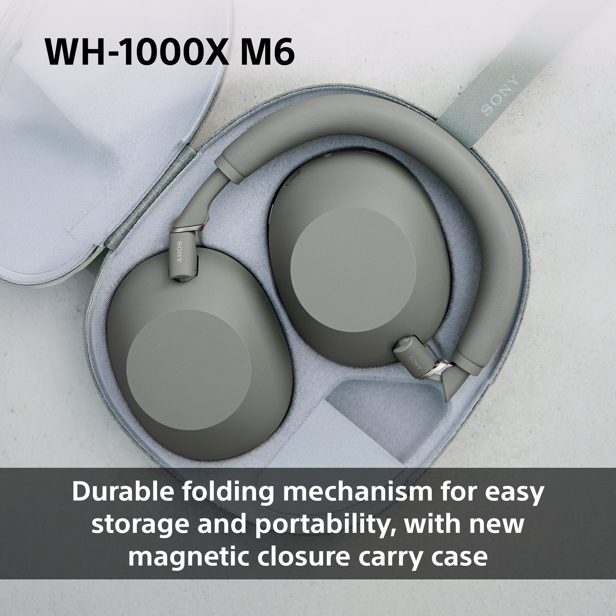 SONY WH-1000X M6, Over-ear Cuffie con tecnologia di cancellazione del rumore Bluetooth (Piegabile) Olive Gray