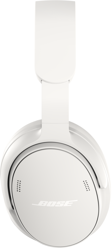 Casque supra-auriculaire Bose blanc sur fond noir.