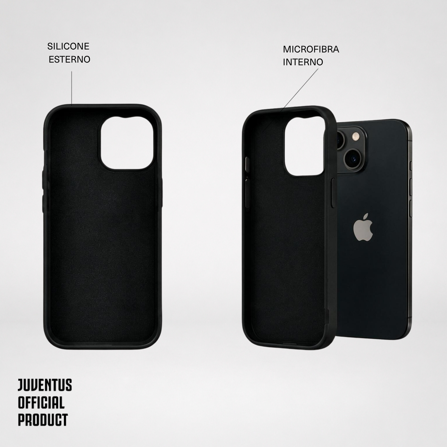 LA CASA DE LAS CARCASAS COVER UFFICIALE JUVENTUS PER IPHONE 13 COVER per Apple iPhone 13, Nero