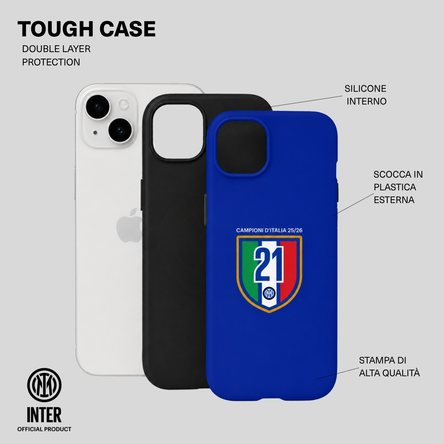 LA CASA DE LAS CARCASAS COVER UFFICIALE INTER PER IPHONE 15 COVER per Apple iPhone 15, Blue
