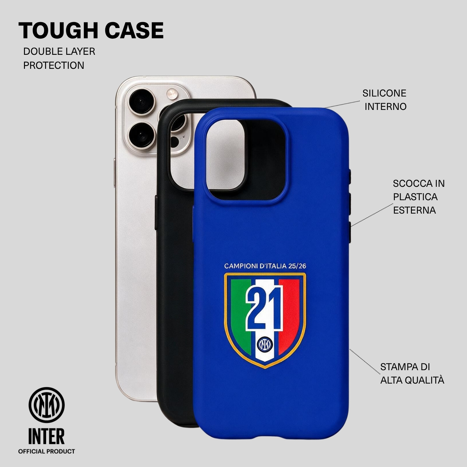 LA CASA DE LAS CARCASAS COVER UFFICIALE INTER PER IPHONE 17 COVER per Apple iPhone 17, Blu