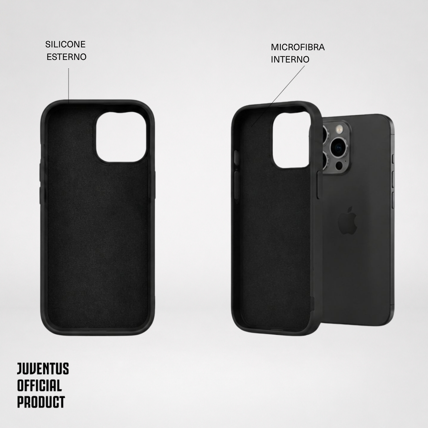 LA CASA DE LAS CARCASAS COVER UFFICIALE JUVENTUS PER IPHONE 14 PRO COVER per Apple iPhone 14 Pro, Nero
