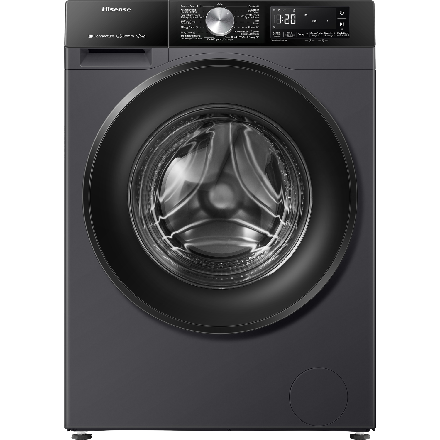 HISENSE WD3S9043BB3 - Was-droogcombinatie - 9 kg + 6 kg - 1400 rpm - 72 dB