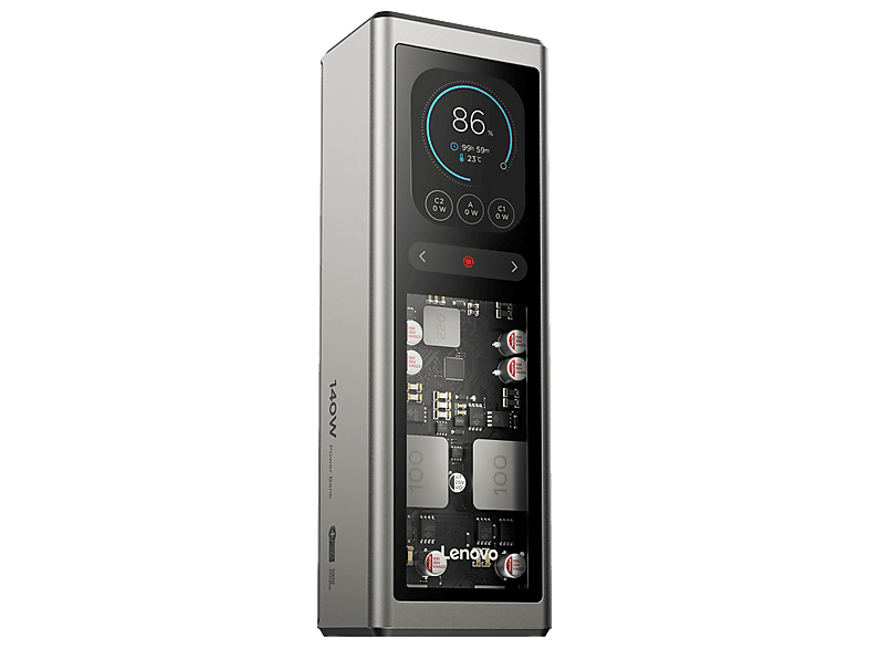 LENOVO 140 Watt Laptop Power Bank, 2x USB-C, USB-A, Grau; Powerbank für Notebooks — Foto 2 von 2