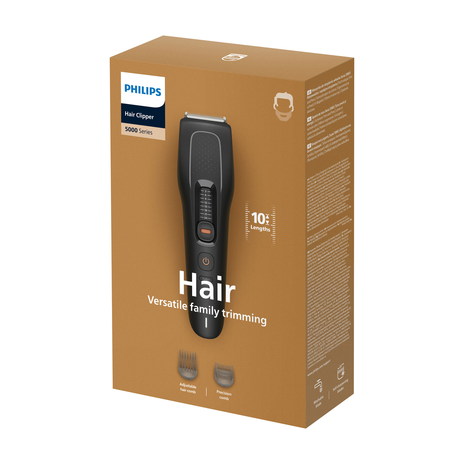 Tagliacapelli Philips 5000 in scatola con pettini guida.