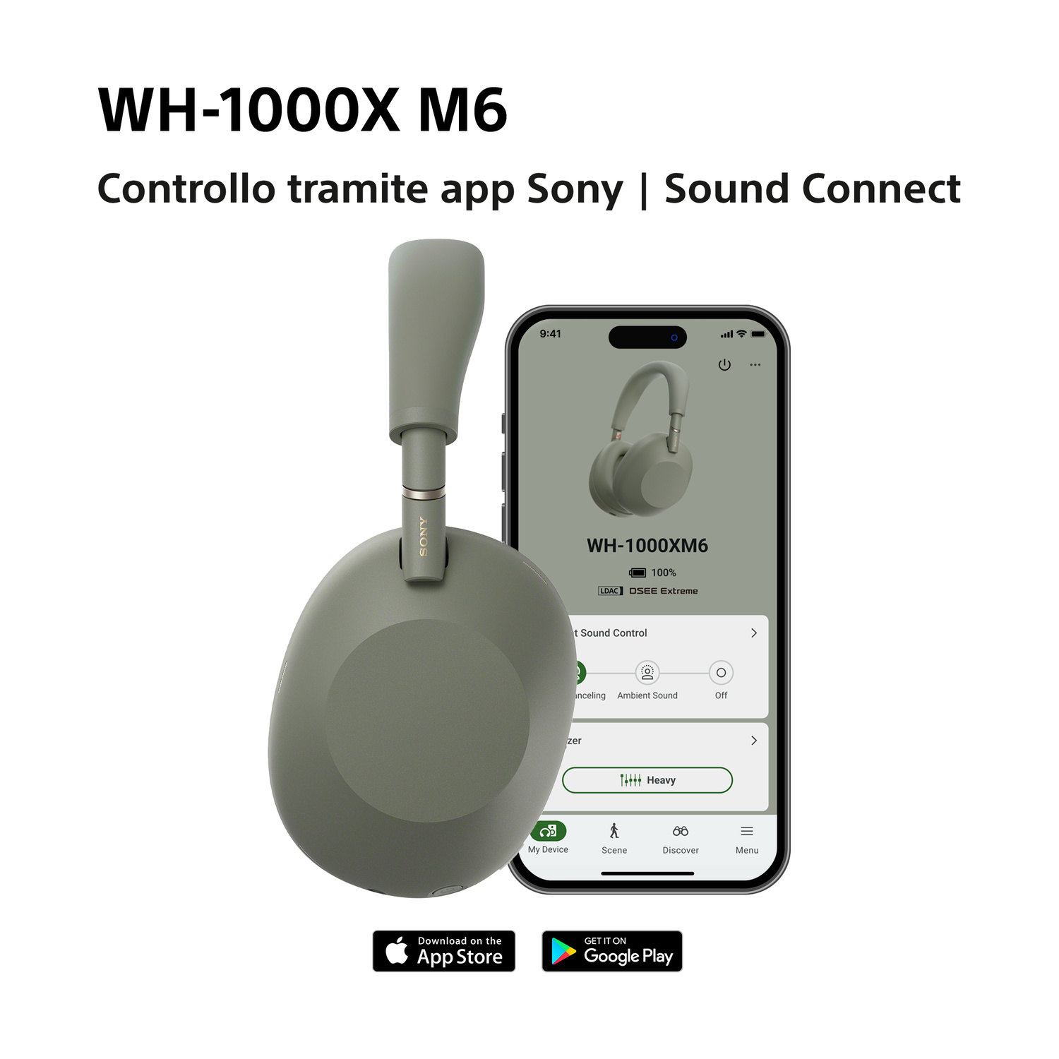 SONY WH-1000XM6 CUFFIE WIRELESS, OLIVE GREY