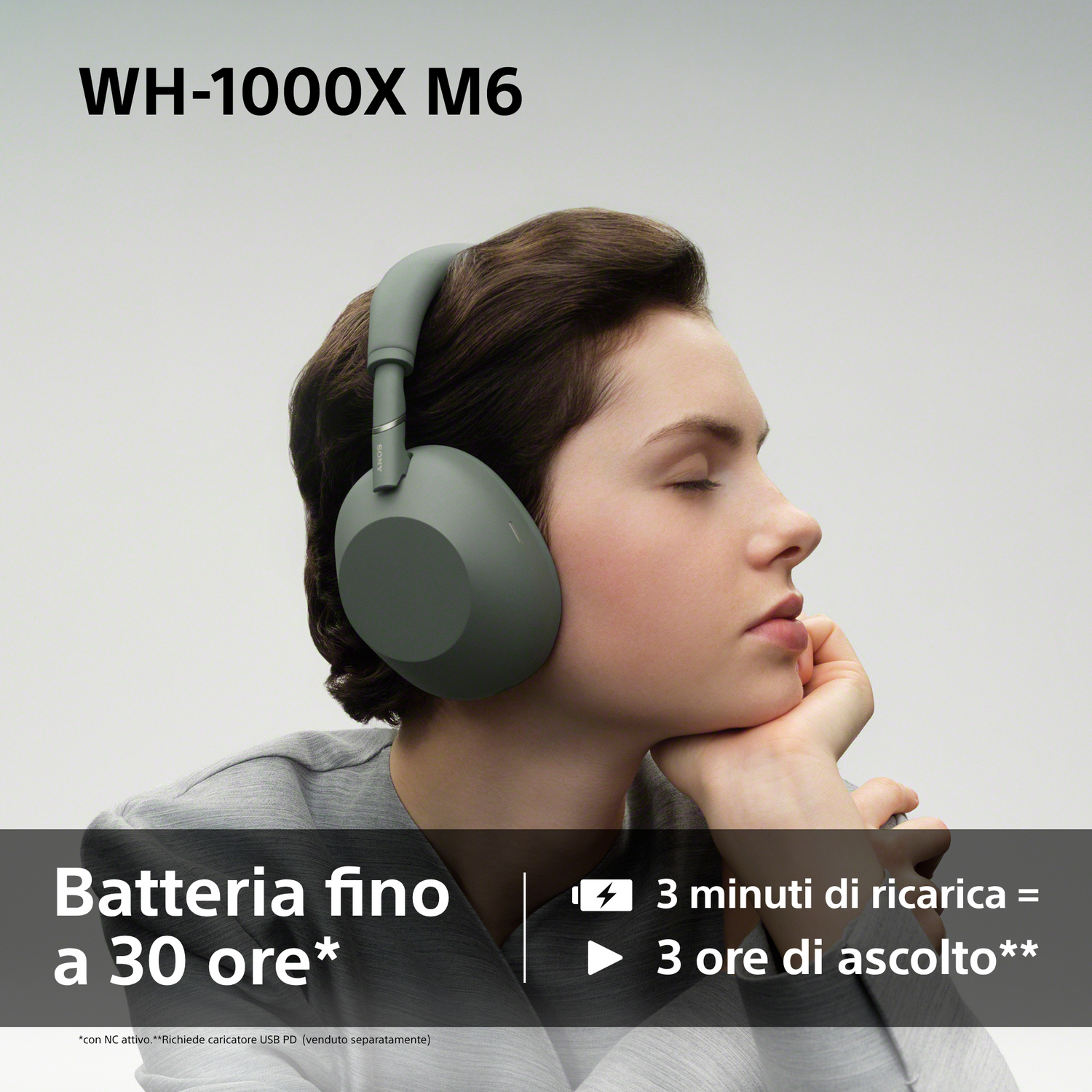 SONY WH-1000XM6 CUFFIE WIRELESS, OLIVE GREY