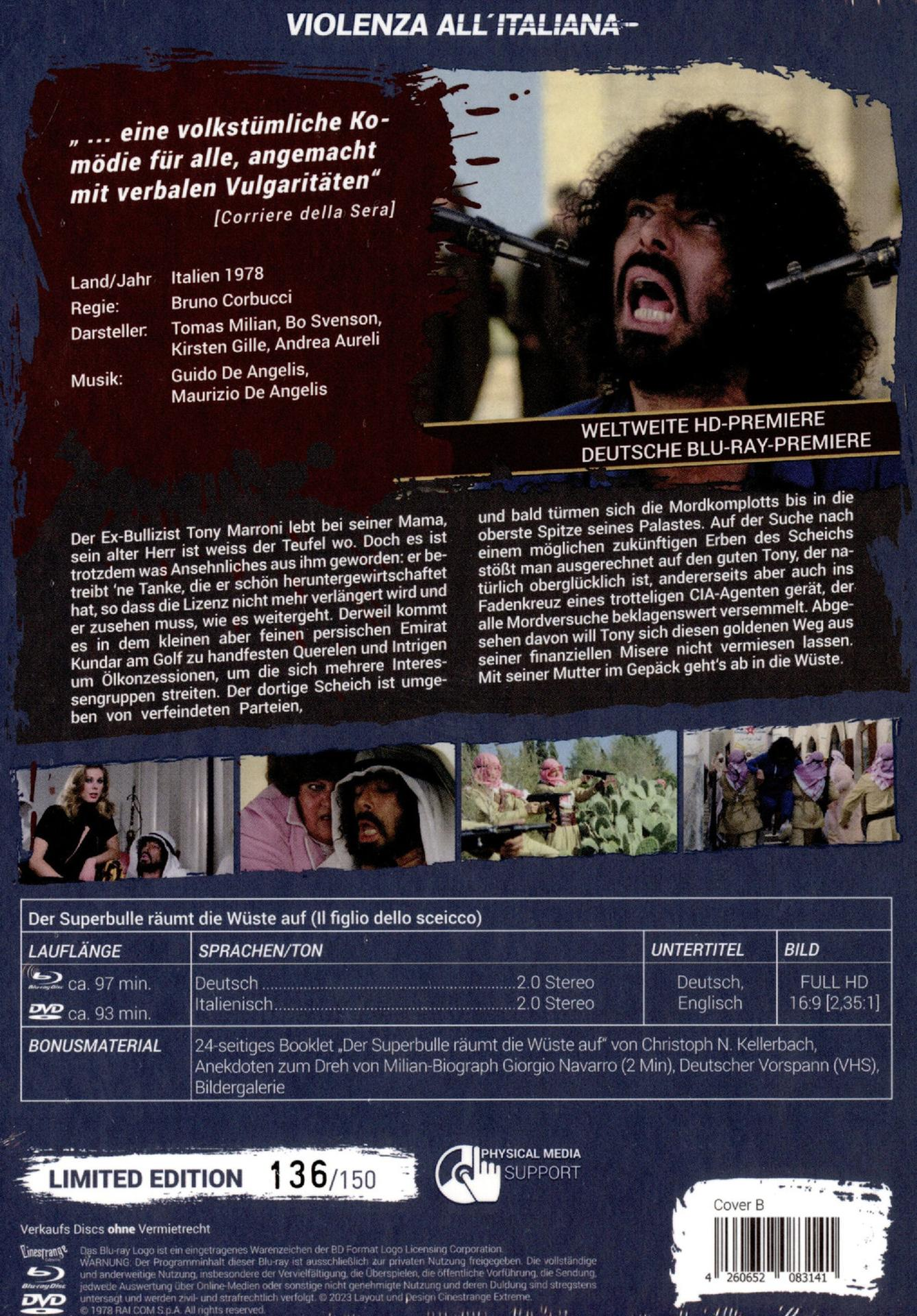 Blu-ray Cover der Komödie Der Superbulle räumt die Wüste auf mit Texten, Bildern und Filminfos.