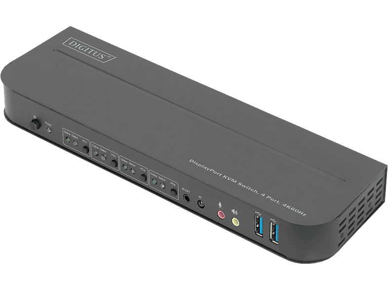 DIGITUS KVM-Switch, 4-Port, 4K60Hz, 4x DisplayPort-Eingang, 1x DisplayPort/HDMI-Ausgang, Schwarz; KVM-Switch----KVM-Switch