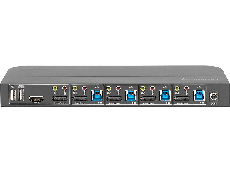 DIGITUS KVM-Switch, 4-Port, 4K60Hz, 4x DisplayPort-Eingang, 1x DisplayPort/HDMI-Ausgang, Schwarz; KVM-Switch----KVM-Switch — Foto 2 von 2
