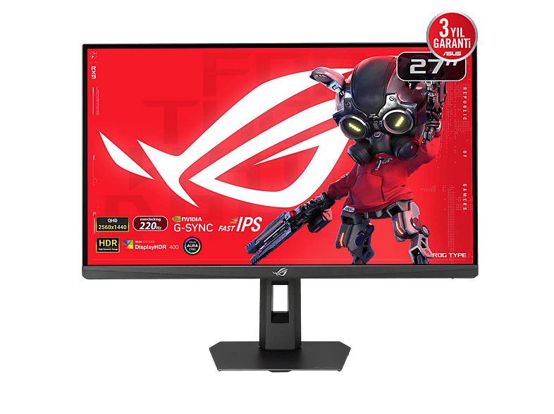 ASUS Rog Strix XG27ACSR 27 inç 0.3ms 220 Hz 2K Fast IPS FreeSync ve G-SYNC Uyumlu HDR Gaming Monitör Siyah