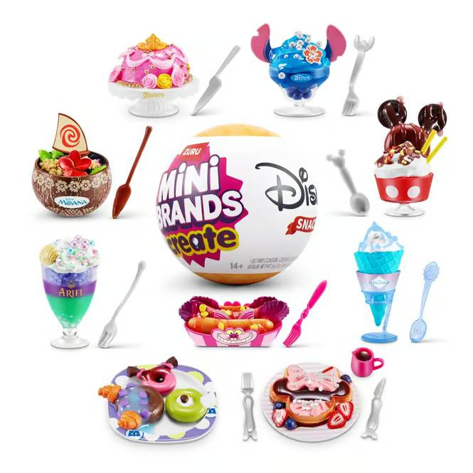 Set de juego Mini Brands Disney Create con bola sorpresa y mini aperitivos, pasteles y postres.