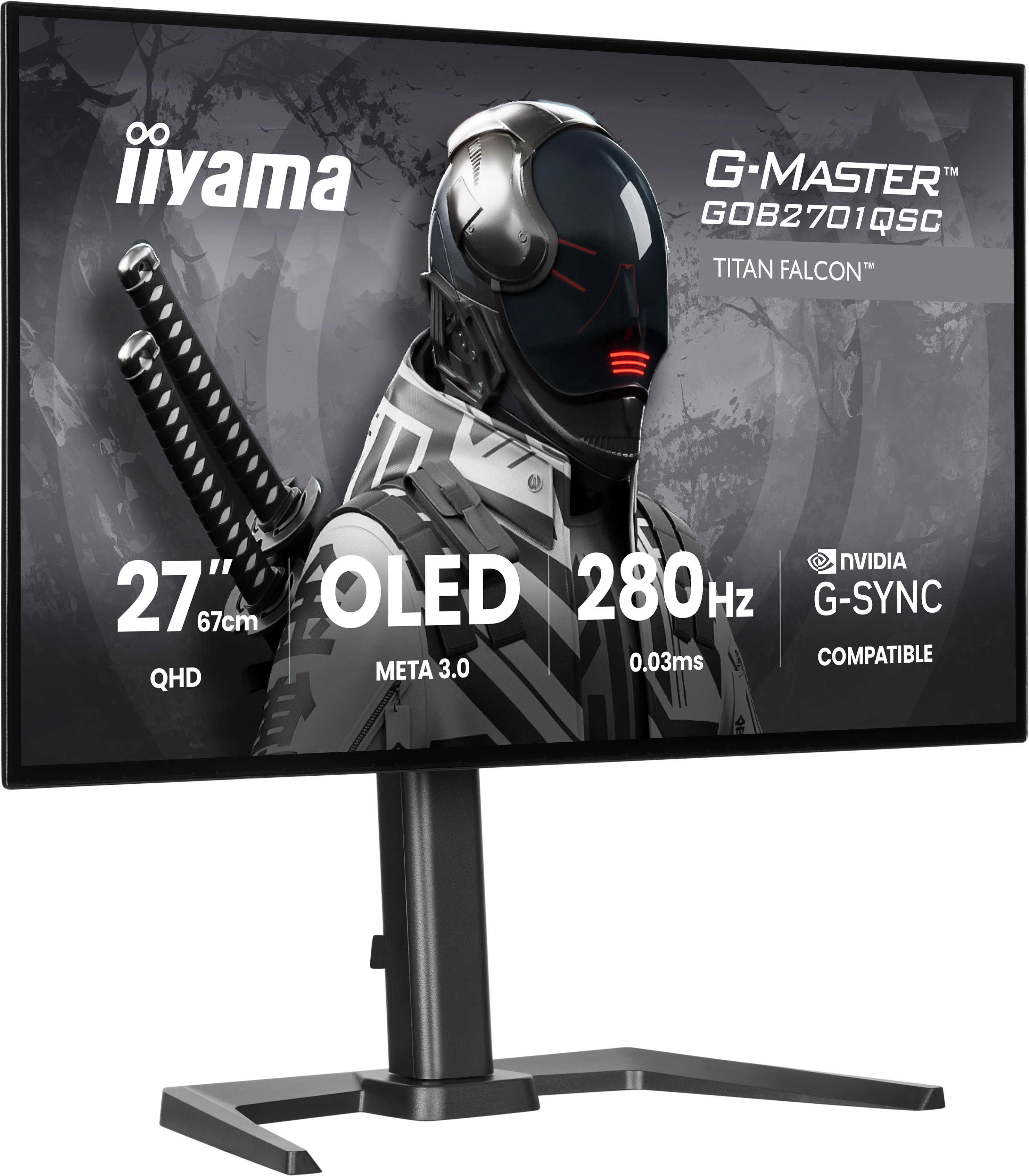 Monitor IIYAMA G-Master GOB2701QSC-B1 Titan Falcon 27 WQHD OLED 0.03ms 280Hz HDR True Black 400 G-Sync Czarny
