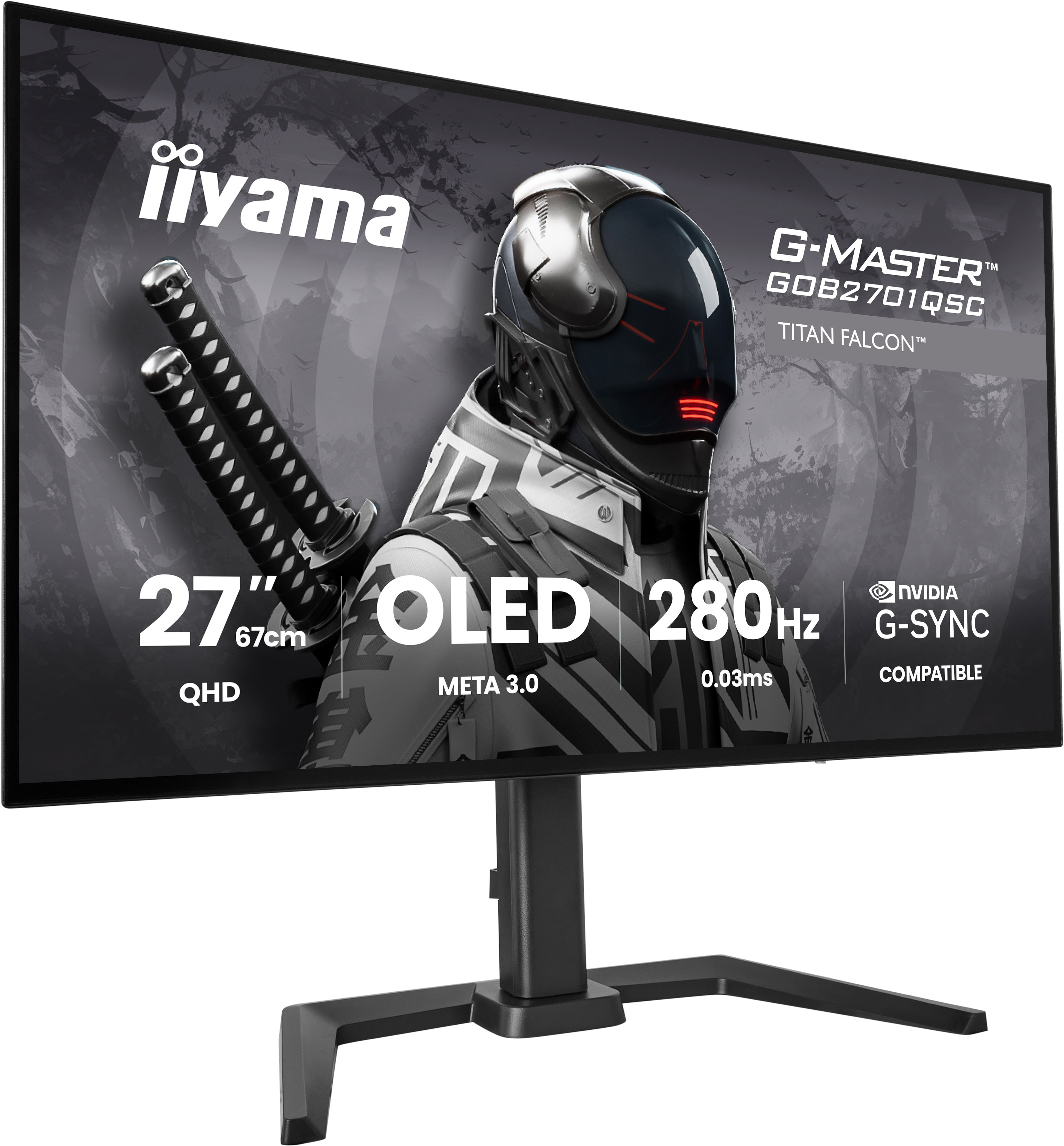 Monitor IIYAMA G-Master GOB2701QSC-B1 Titan Falcon 27 WQHD OLED 0.03ms 280Hz HDR True Black 400 G-Sync Czarny