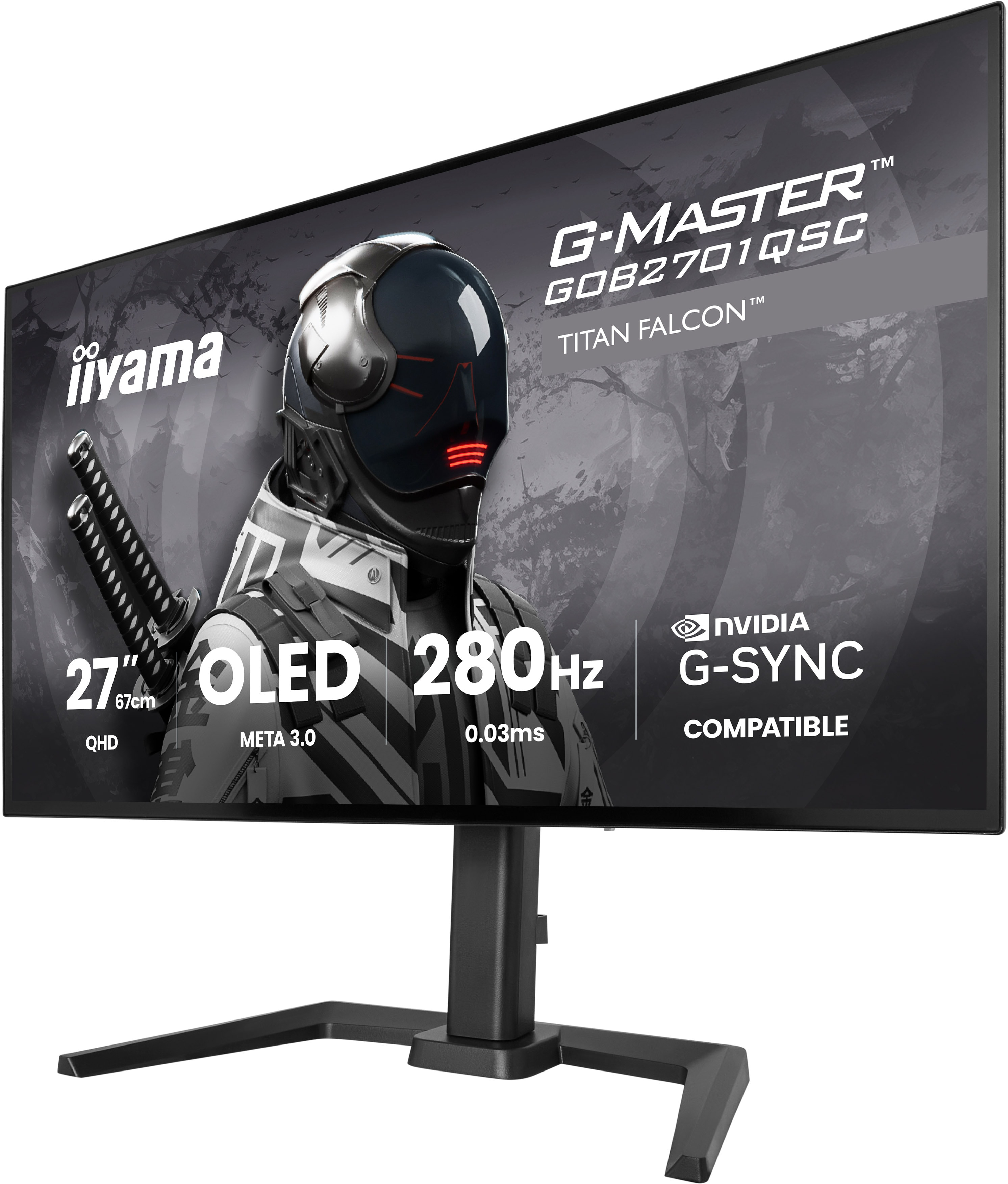 Monitor IIYAMA G-Master GOB2701QSC-B1 Titan Falcon 27 WQHD OLED 0.03ms 280Hz HDR True Black 400 G-Sync Czarny
