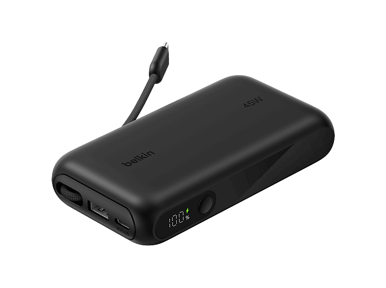 Belkin BoostCharge 10 000 mAh 45W Batterie Externe avec Écran et Câble Intégré