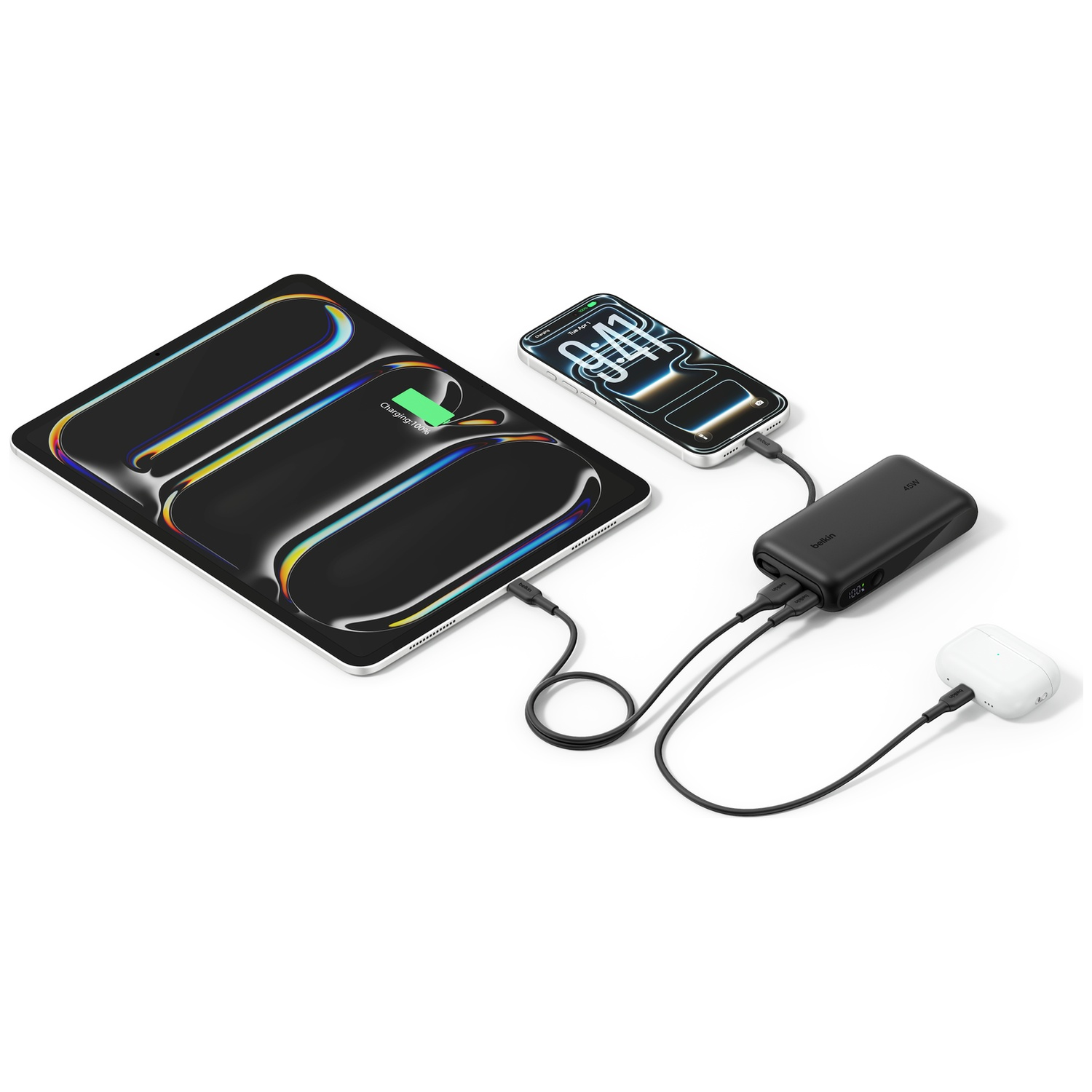 BELKIN BoostCharge 10.000 mAh – 45W PD – Met Display & Geïntegreerde Kabel (USB-A + USB-C) Powerbank Zwart