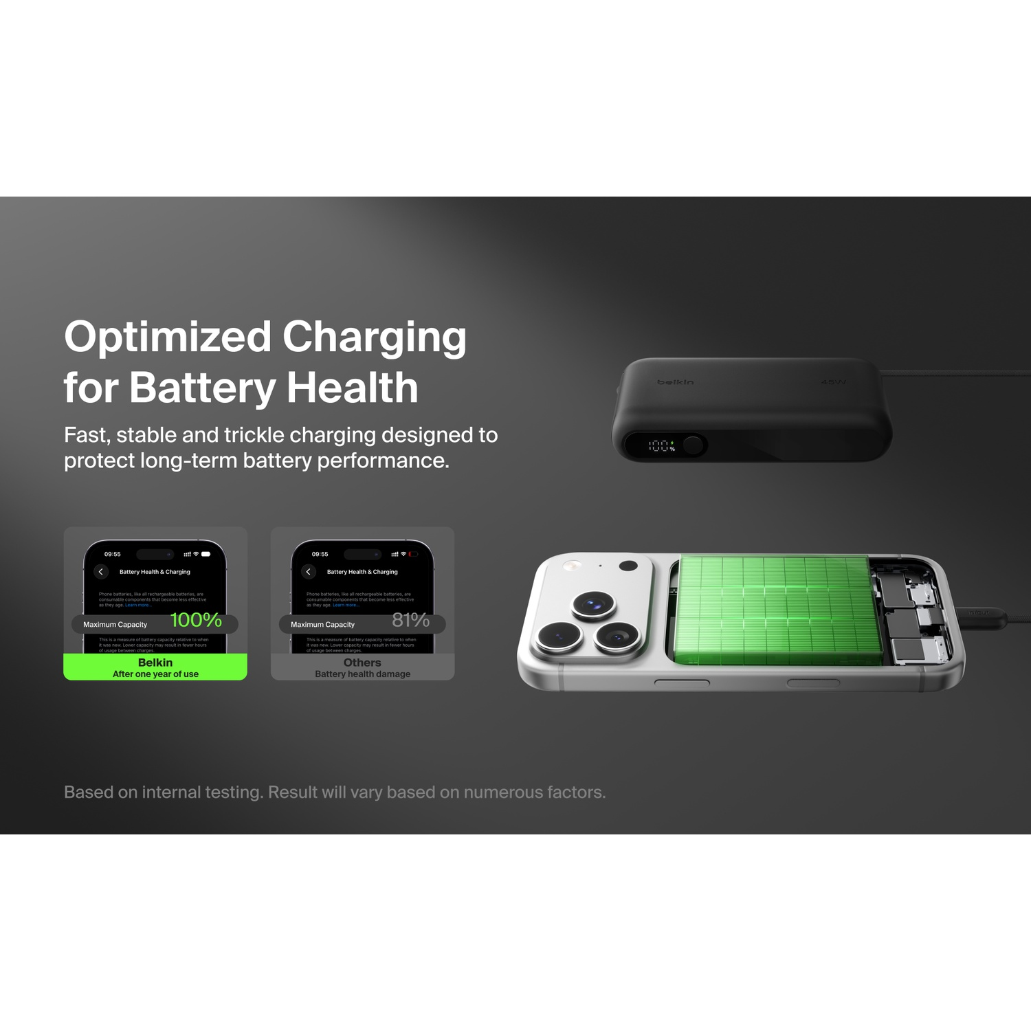 BELKIN BoostCharge 10.000 mAh – 45W PD – Met Display & Geïntegreerde Kabel (USB-A + USB-C) Powerbank Zwart