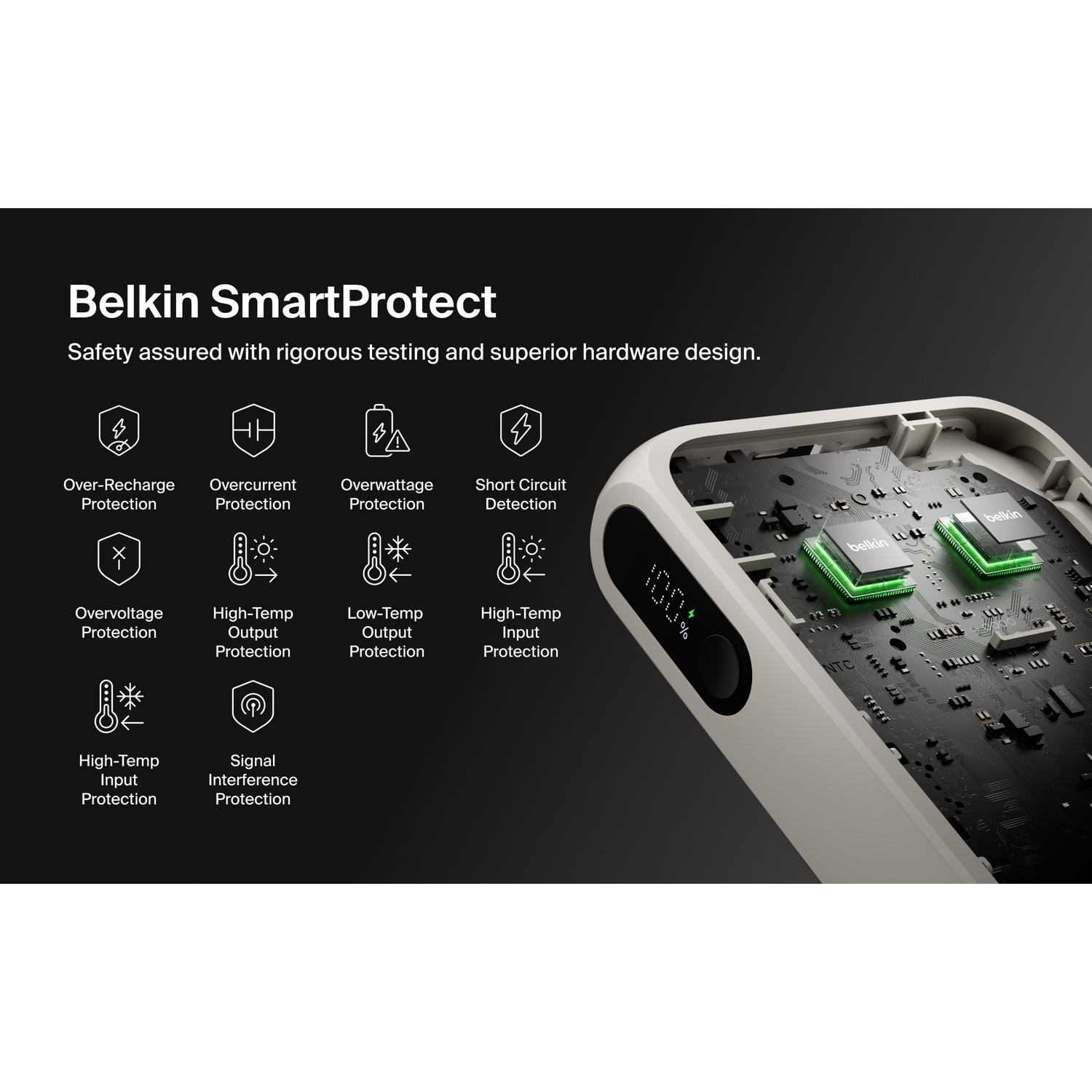 BELKIN BoostCharge 10.000 mAh – 45W PD – Met Display & Geïntegreerde Kabel (USB-A + USB-C) Powerbank Beige