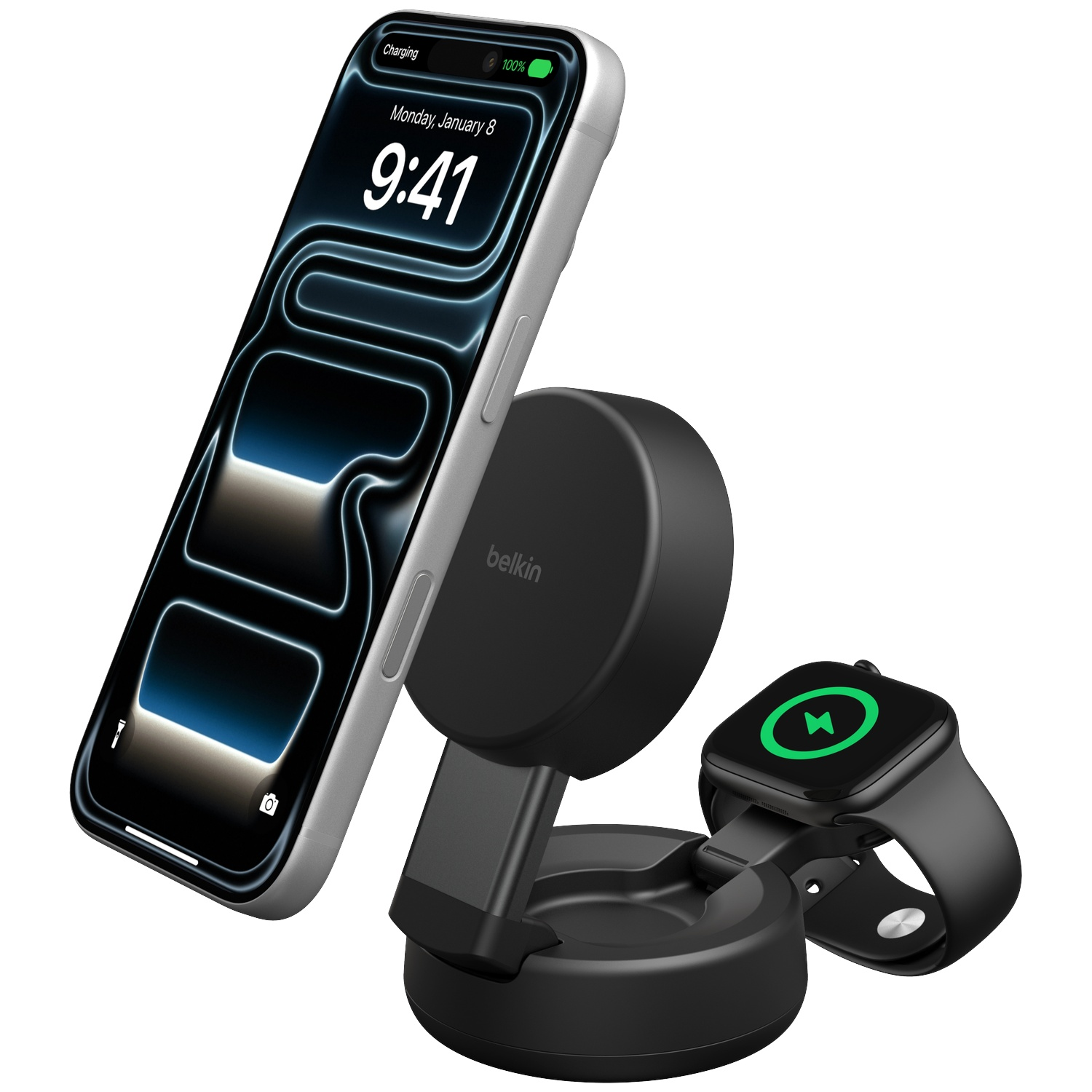 BELKIN Chargeur sans fil 2-en-1 BoostCharge Pro Qi2 25 W - Gris