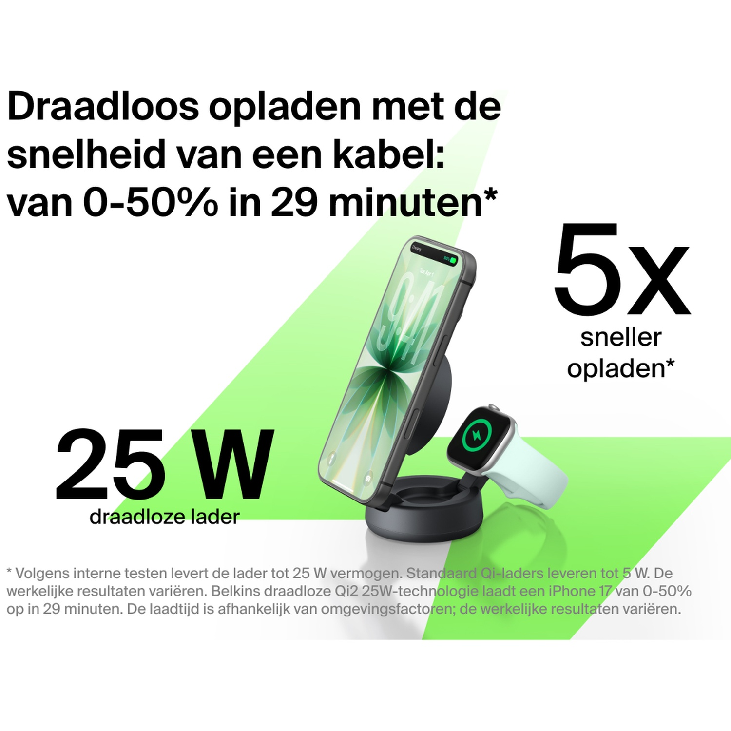 BELKIN BoostCharge Pro 2-in-1 Draadloze Oplader Qi2 25W - Grijs
