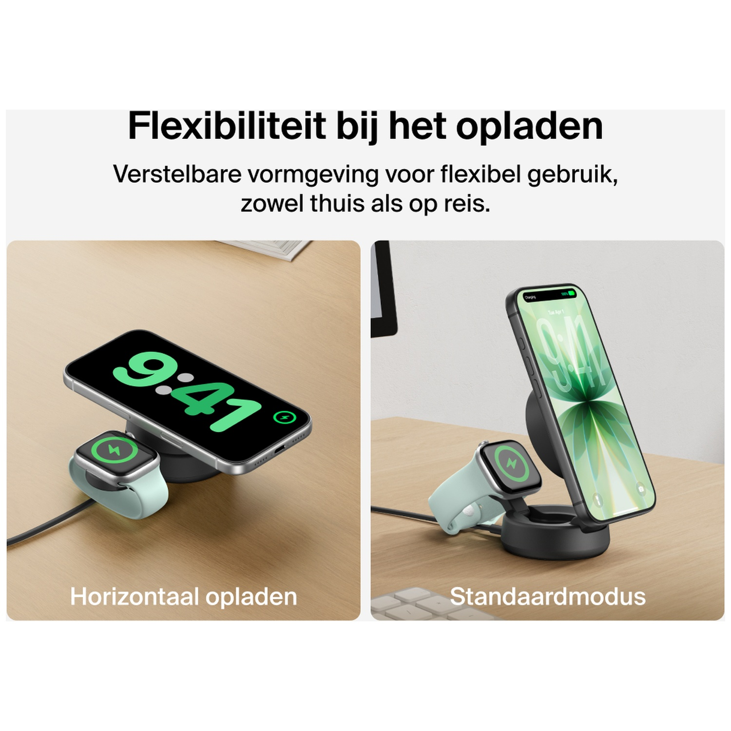 BELKIN BoostCharge Pro 2-in-1 Draadloze Oplader Qi2 25W - Grijs