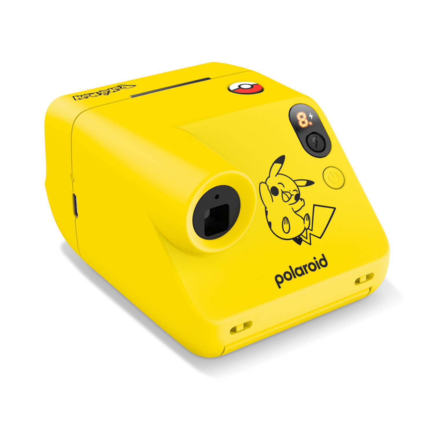 Una fotocamera istantanea Polaroid Pokémon giallo brillante con una grafica di Pikachu sul davanti.