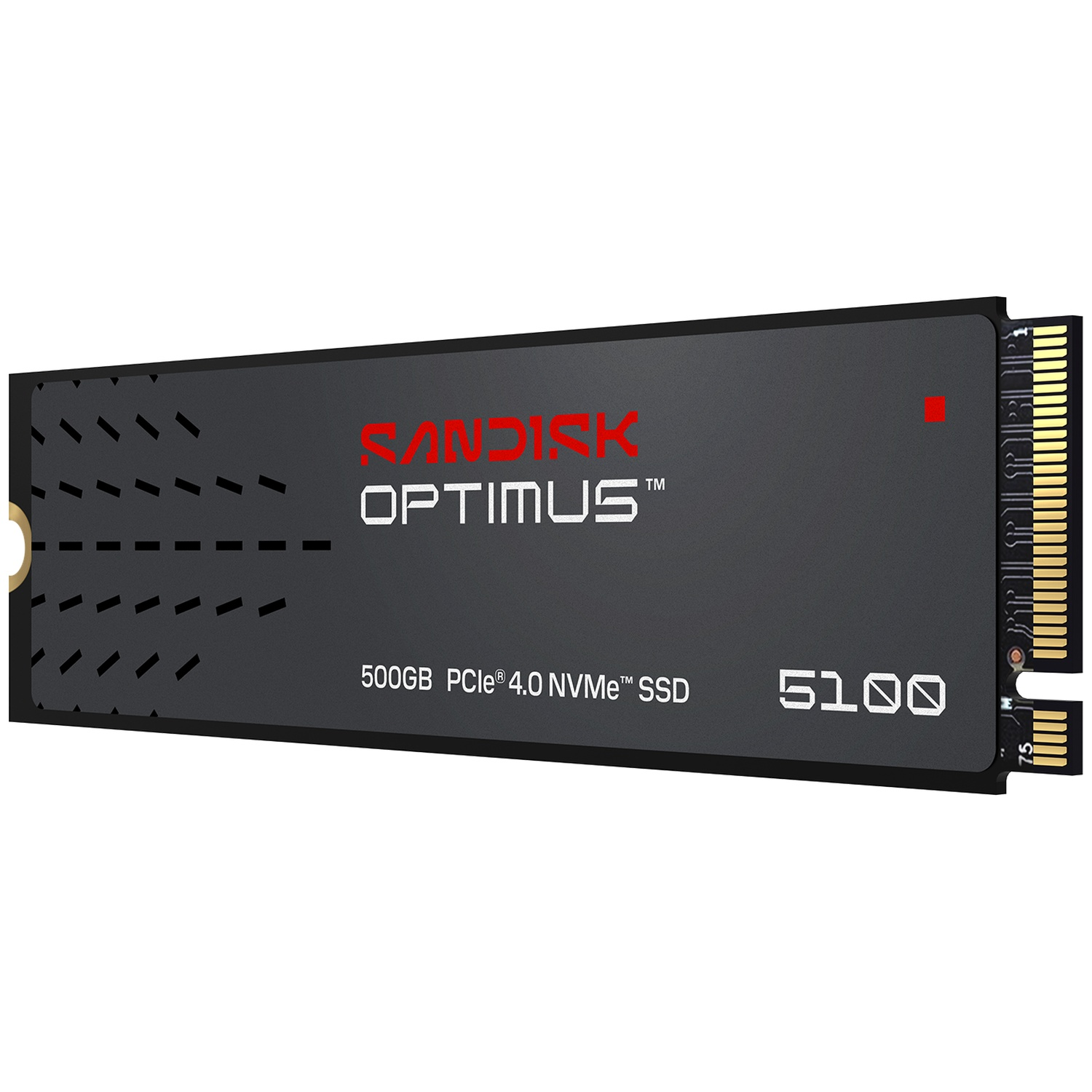 SSD NVMe SanDisk Optimus 500GB PCIe 4.0 sur fond blanc.