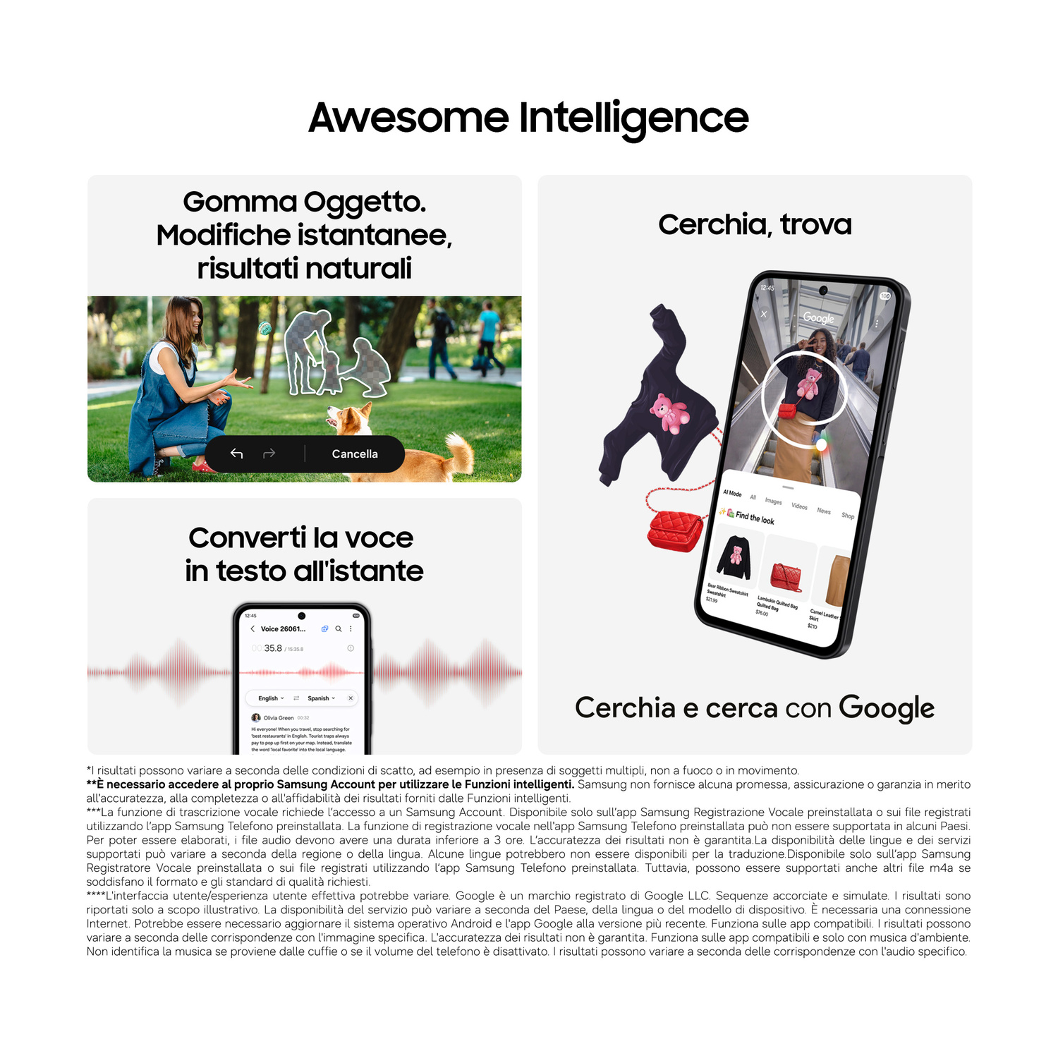Funzioni IA Samsung Galaxy per foto, ricerca e modifica vocale.