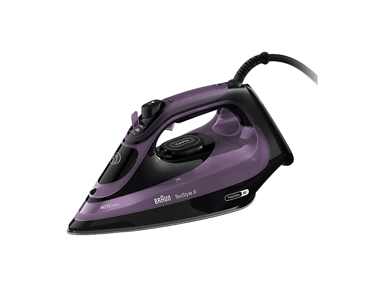 Plancha de vapor - Braun Texstyle 9 SI9661 VI, 3100 W, 0.33 l, Golpe 250 g/min, Suela EloxalPlus, Autoapagado, Violeta