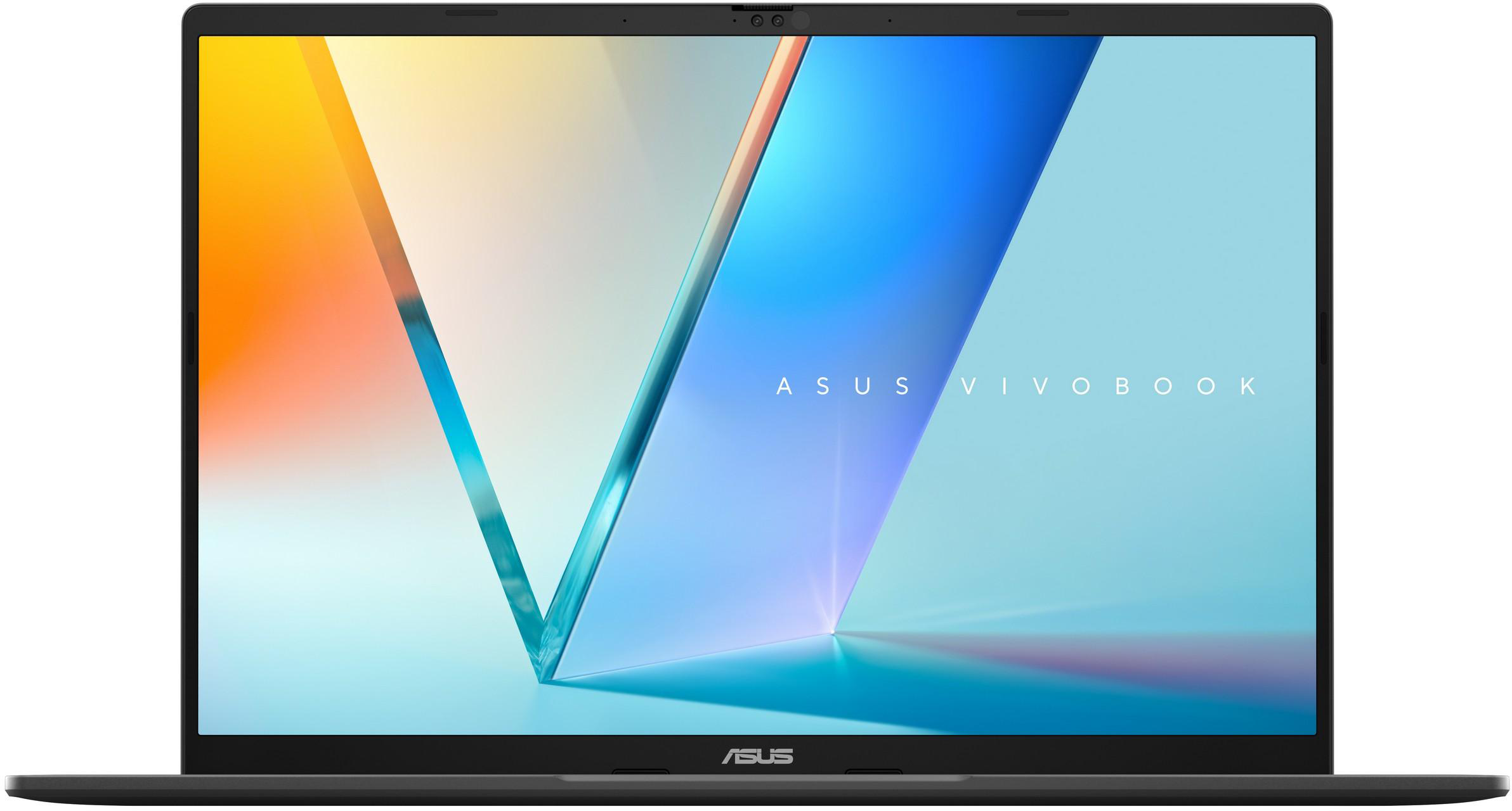 Egy Asus Vivobook laptop színes képernyővel és az Asus logóval az alsó kereten.