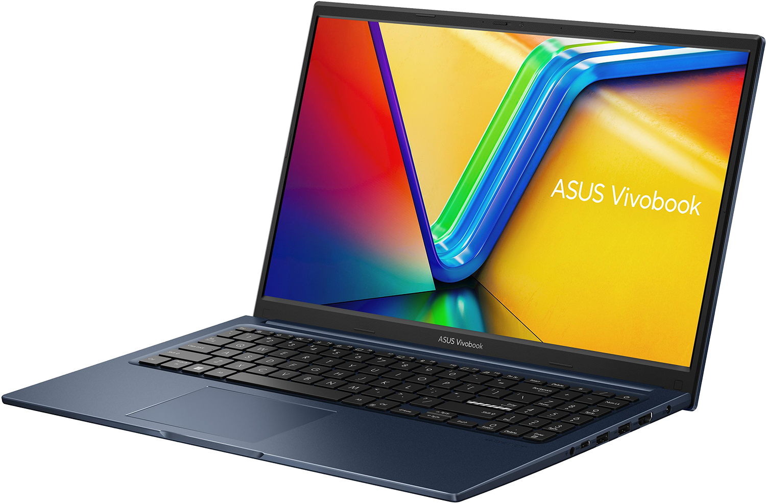 Kék ASUS Vivobook laptop színes képernyővel.