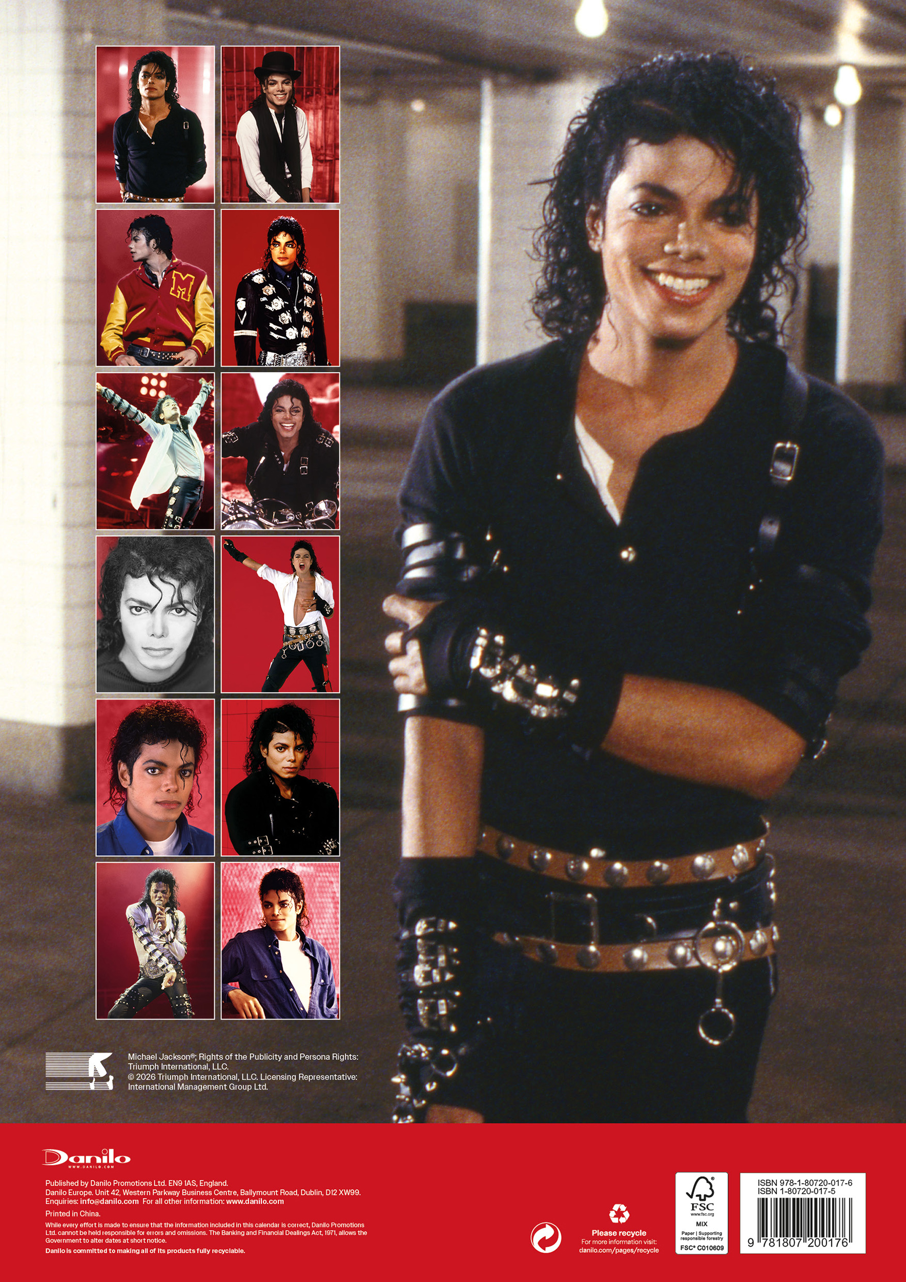 Michael Jackson képek kollázsa különböző ruhákban, jobbra egy nagy portréval.