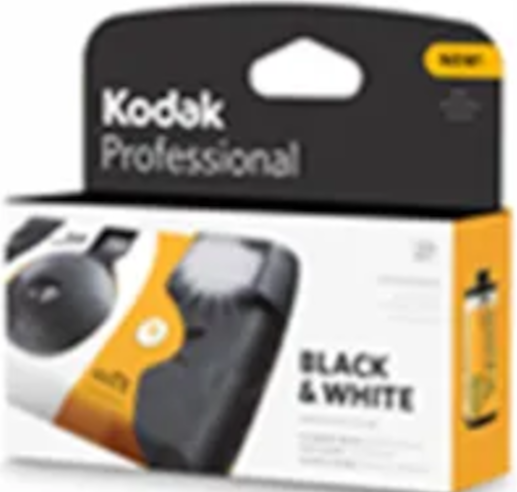 Kodak Professional Schwarz-Weiß-Film-Box mit gelben und schwarzen Akzenten.