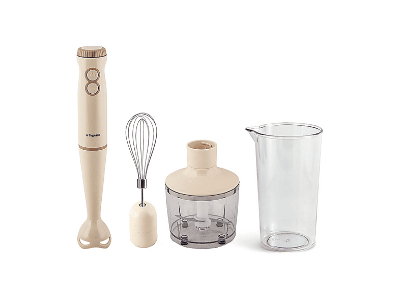 MIXER TOGNANA Frullatore ad immersione 3in1 IRIDEA, Potenza massima 400 W, Recipiente da 0.6 l, Livelli di potenza 1 velocità, Champagne