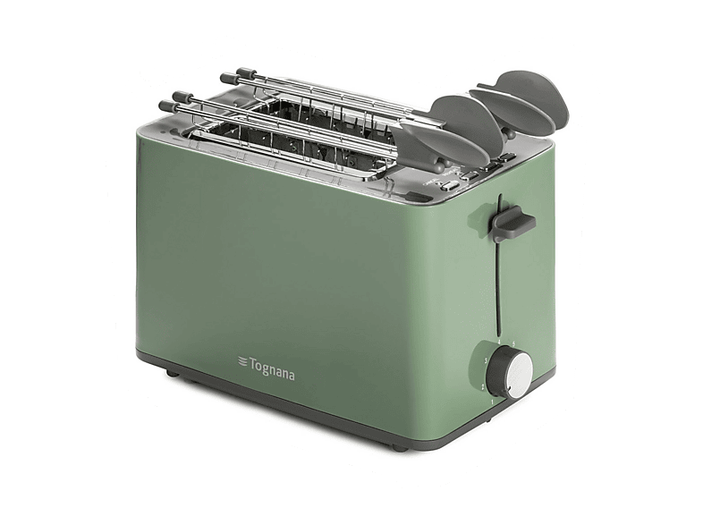 Tostapane TOGNANA con pinze IRIDEA, 850W, Potenza 850 W, Numero di fessure per tostare 2, Livelli tostatura 7 , Funzione scongelamento, Raccoglitore briciole, Rosso Mela