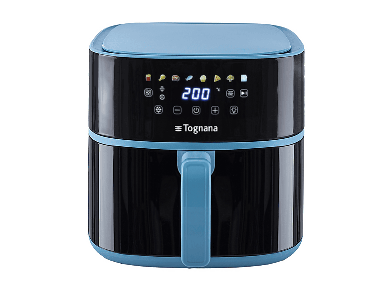 TOGNANA Friggitrice ad aria 8 L, IRIDEA, 2000W FRIGGITRICE AD ARIA, capacità l, Max potenza 2000 W, programmi, da 80 °C a 200 °C, Blu