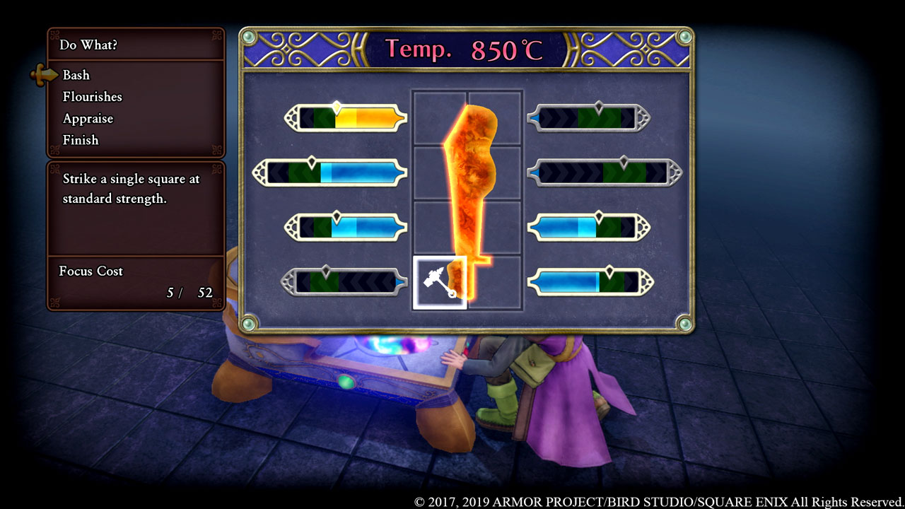 Una schermata di gioco mostra un'interfaccia di creazione con una spada luminosa e menu.