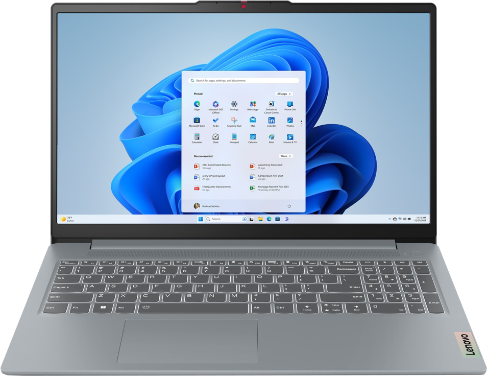 LENOVO IdeaPad Slim 3i 83L7004AHV Szürke Laptop (15,6" FHD/Core 3/8GB/512 GB SSD/NoOS)