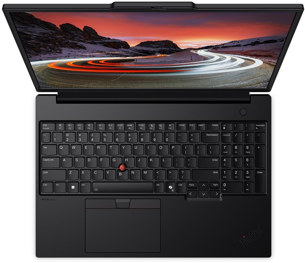 Feketevázú laptop felülnézetben, képernyővel és billentyűzettel.