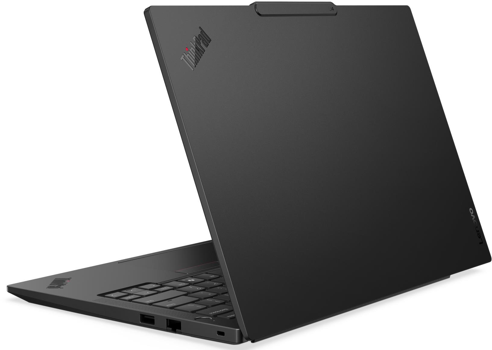 Egy zart fekete Lenovo ThinkPad laptop feher feluleten.