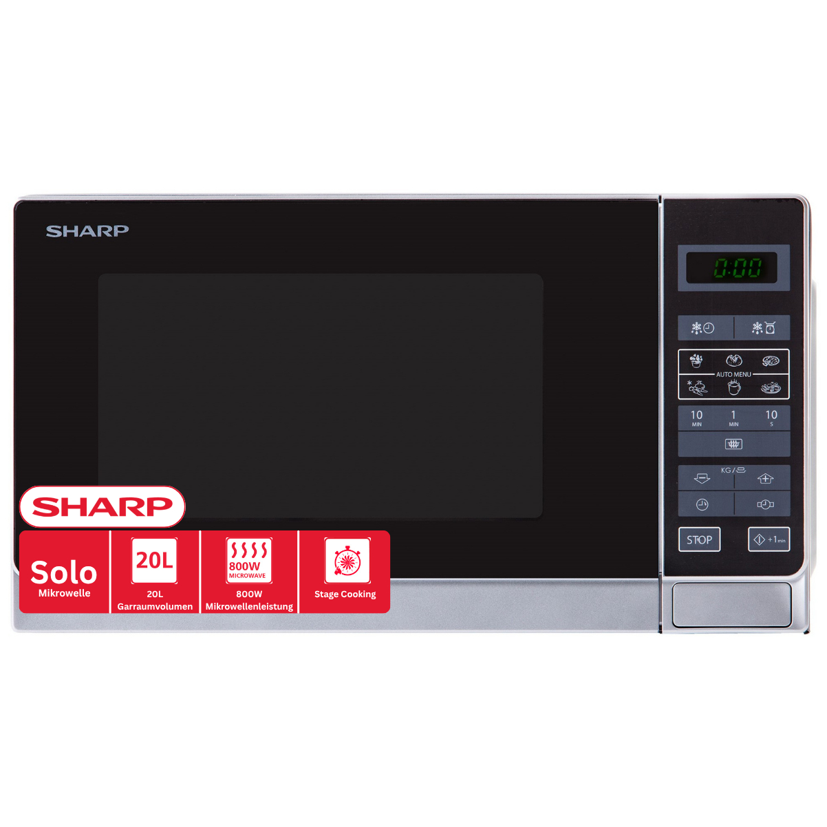 SHARP R-242INW, Mikrowelle (800 Watt)