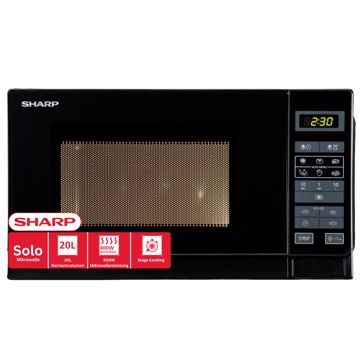 SHARP R-242BKW, Mikrowelle (800 Watt)