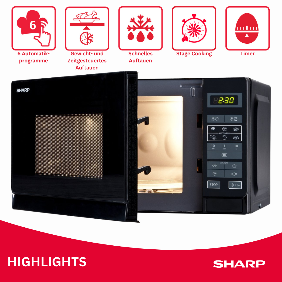 SHARP R-242BKW, Mikrowelle (800 Watt)