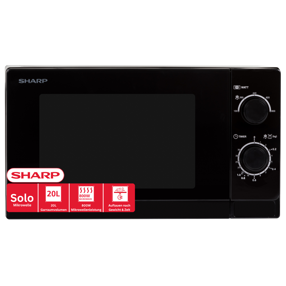 SHARP R 200 BKW, Mikrowelle (800 Watt)