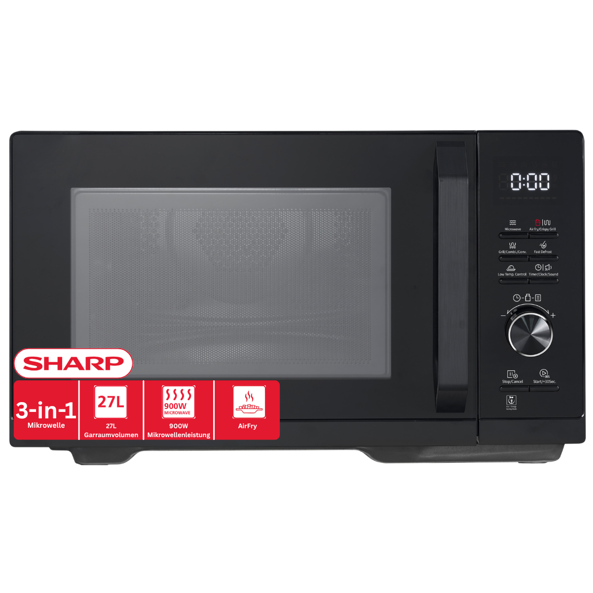 SHARP RCA271TB, Mikrowelle mit Grill und Heißluft (900 Watt, Grillfunktion, Heißluftfunktion)
